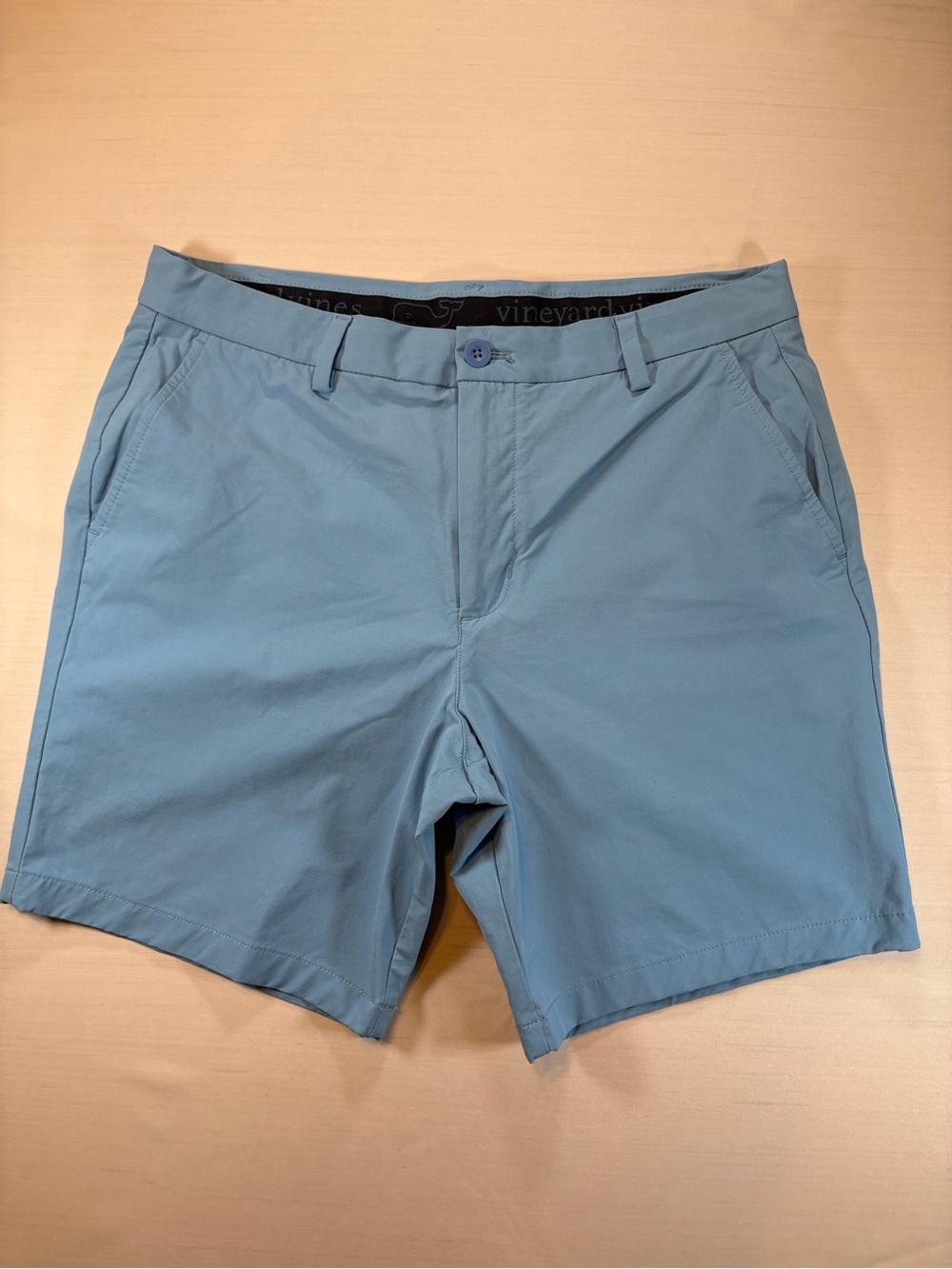 Vineyard Vines Mens 33 Light Blue Performance Golf Shorts 8" Inseam Stretch